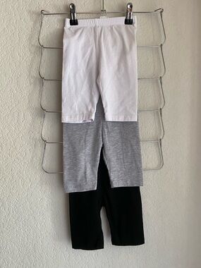 Kids Basic Cotton Leggings Pack - White, Gray & Black